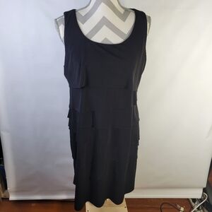 Chicos Little Black Dress Tiered Sleeveless Size 1/Small Pullover
